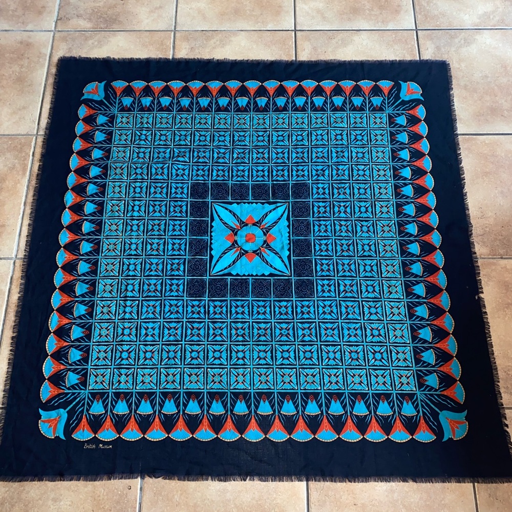 4’x 4’Black and Blue British Museum scarf/wrap